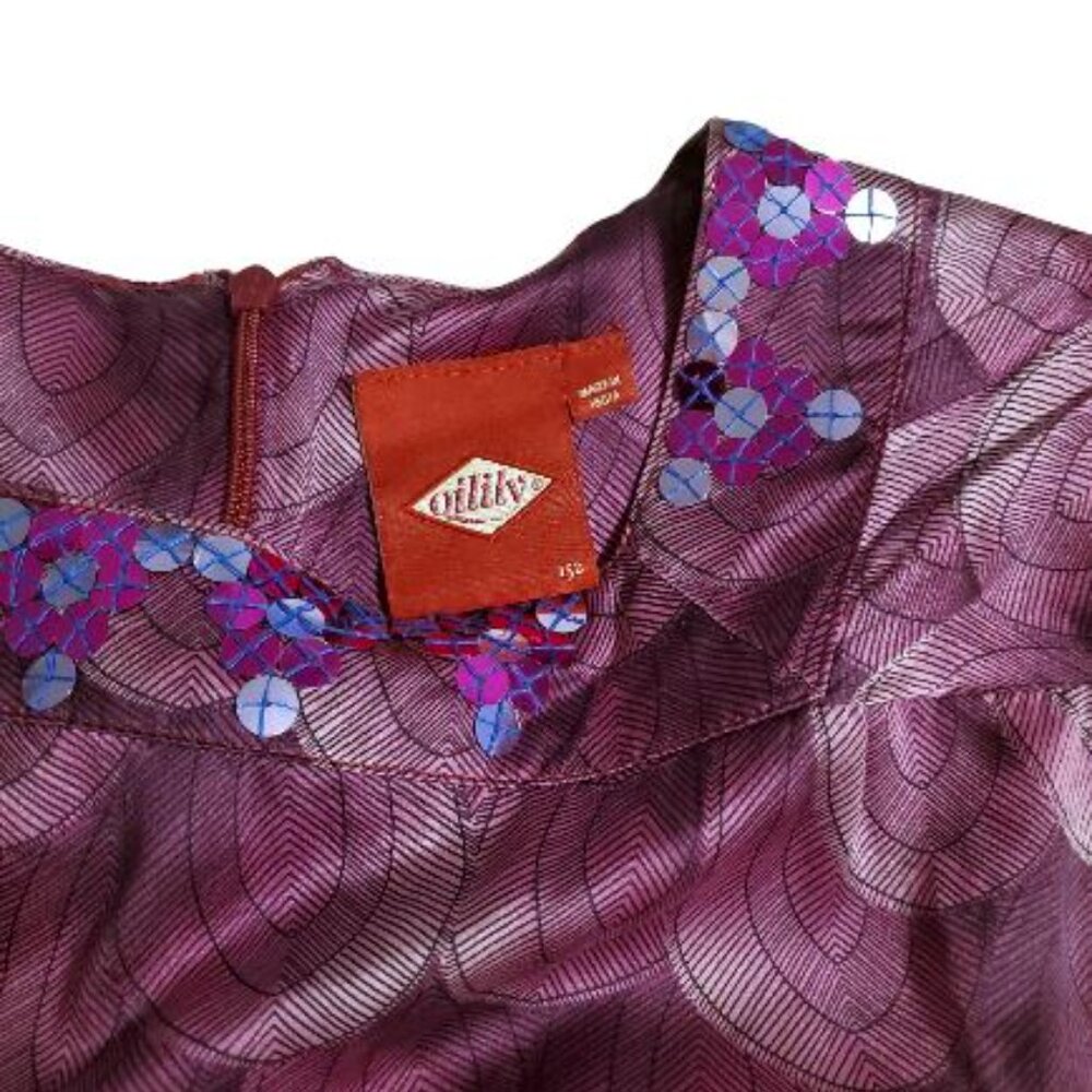 Oilily Purple Silk Dress Size 152 (US 12) - Picture 3 of 6